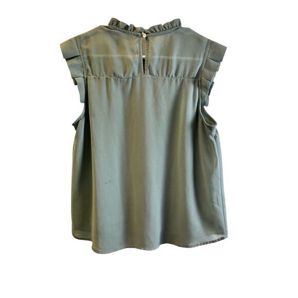 Monteau Los Angeles Shirt L Green Blouse Ruffle Cottagecore0 - Picture 3 of 5